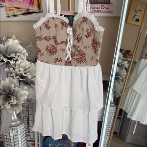 ROMWE White Dress with Floral Accents